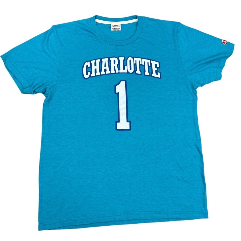 HOMAGE Muggsy Bogues Charlotte Hornets T Shirt M Teal 90s Vintage Aesthetic NBA